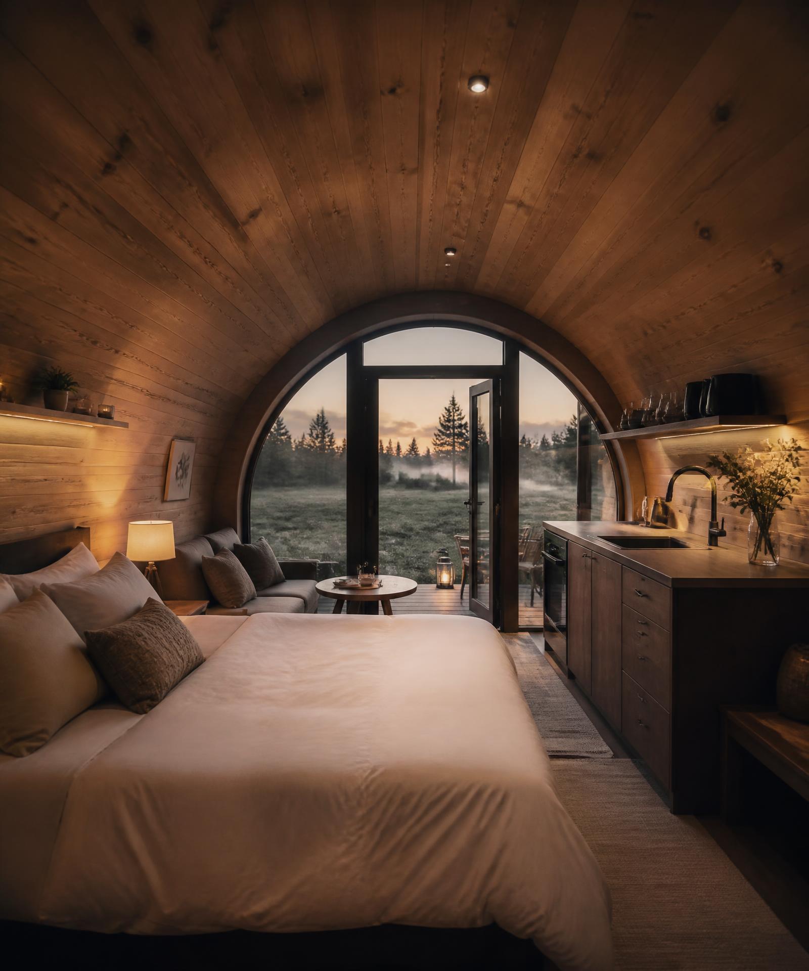 Inside a pod, looking out