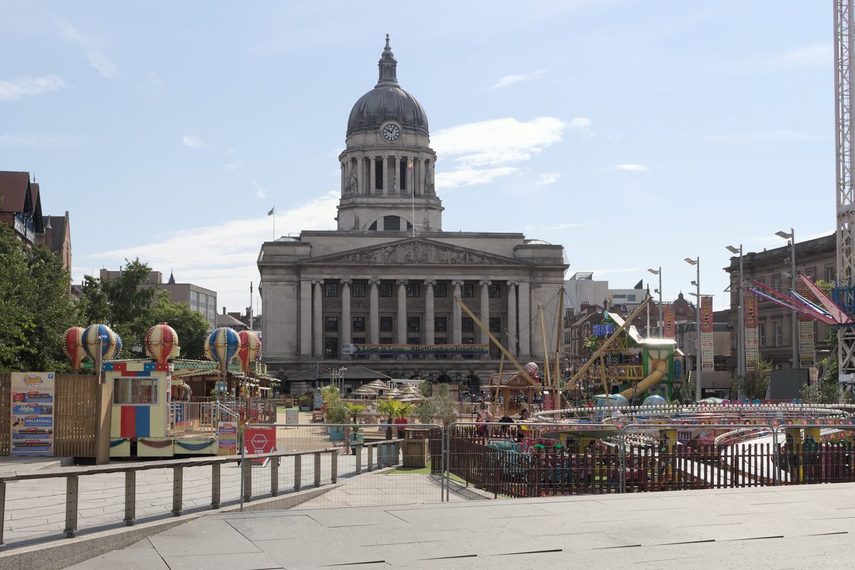 Old Market Square, Nottingham, on a summer day
